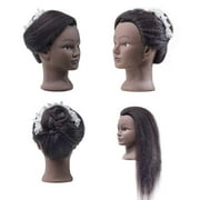 Hair By DK 100% Real Hair Mannequin 22-24 Afro Fluffy Light Yaki kinky Straight Textured Cosmetology Beauty School Head Included C-Clamp free of Purchase Dark Brown Black (22~24 Inch, 2)#2