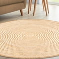thumbnail image 5 of Chesterfield Farmhouse Hand Woven Reversible Braided Jute Area Rug, Natural and Dyed, 6' Round, Ivory, 5 of 5