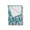 thumbnail image 2 of Vintage Green Soft Flannel Fleece Throw Blanket, Tropical Palm Tree Leaves with Negative Effect Background, Cozy Plush for Indoor and Outdoor Use, 50" x 60", Petrol Blue Aqua, by Ambesonne, 2 of 6