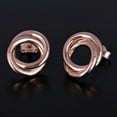 thumbnail image 3 of Italian 14k Rose Gold Shiny Modern Petite Double Eternity Circle Stud Earrings - Rose, 3 of 6