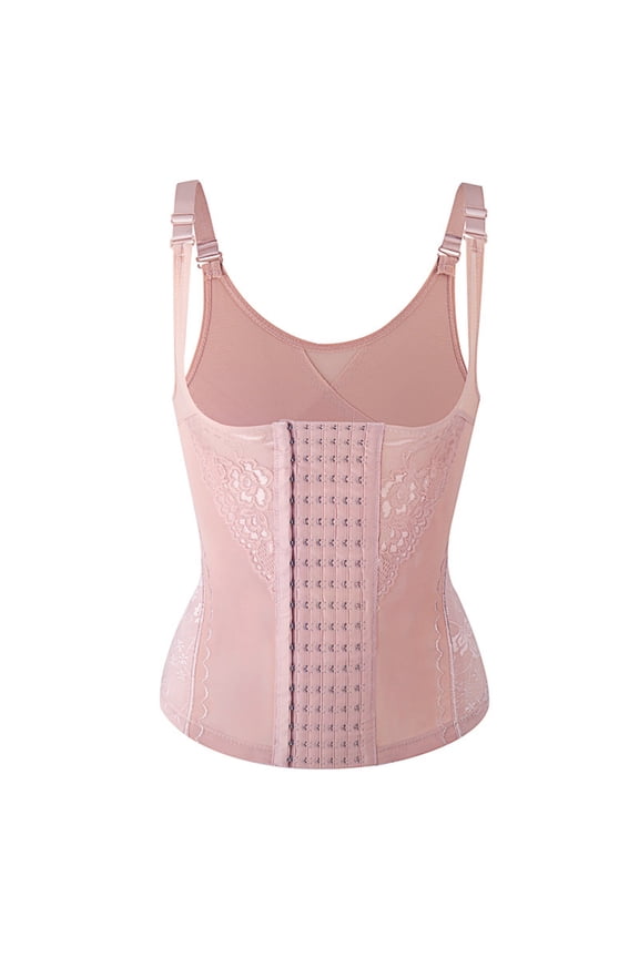 Women Waist Cincher Vest Adjustable Shoulder Strap Trainer Trimmer Girdle Workout Corset Body Shaper Beige