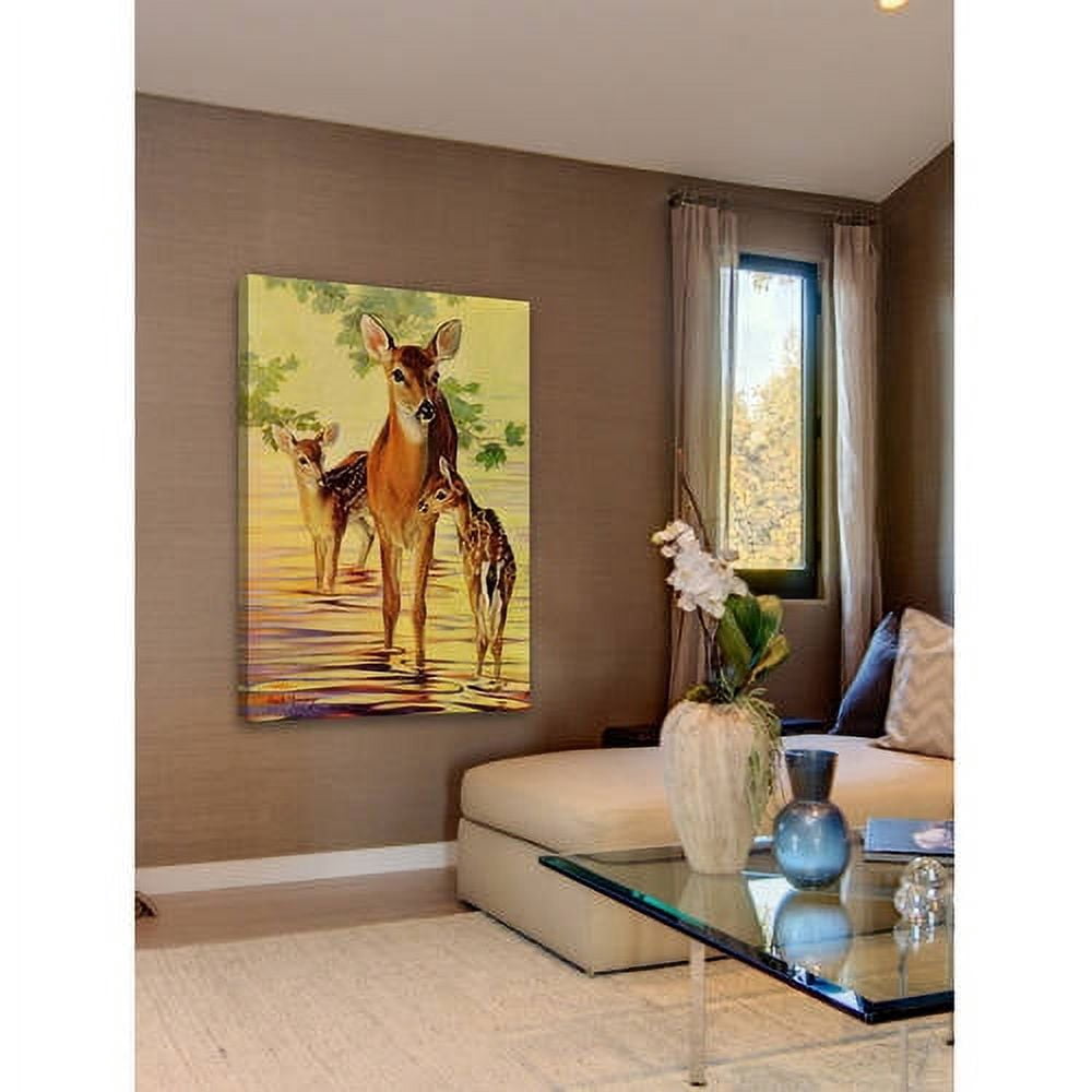 "Doe and Fawns" Painting Print on Wrapped Canvas