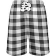 thumbnail image 2 of White and Black Buffalo Plaid Panda Men's Athletic Shorts,Men's Pajama Bottoms for Home and Rest-L, 2 of 7