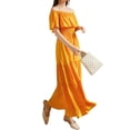 thumbnail image 3 of Vestido de vacaciones Vestido largo informal de playa con hombros descubiertos y hombros descubiertos, Amarillo, M Inevent AP001405-06B, 3 of 7