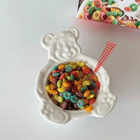 

Retro Cute Bear Bowl Dessert Bowl Cereal Bowl Breakfast Bowl Ceramic Bowl Vintage bowl oat yogurt salad bowl White