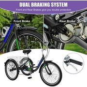 Mooncool Adult Tricycle 24inch 7 Speed, Three Wheel Bicycle for Adult, Adult Trike w/ Tools & Big Basket for Exercise Shopping Picnic Outdoor Activities