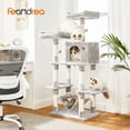 thumbnail image 1 of Feandrea 59.1 Inch Cat Tree Condo with Scratching Post, Kitty Tower Pet Playhouse, Light Gray, 1 of 5