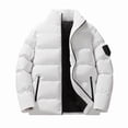 thumbnail image 3 of COSFO Mens Winter Puffer Jacket White Full Zip Casual Coat Long Sleeve Cotton Loose Fit Stand Colla Winter Coats for Men, 3 of 3