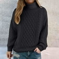 thumbnail image 2 of Yigetop Womens Sweaters, Women’S Thick Knitted Sweater High Collar Pullover Solid Color Casual Warm Long Sleeve Winter Jumper Coat Ladies Sweaters Black 3XL, 2 of 5