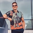 thumbnail image 4 of Balery Astronaut With American Flag Camisa Polo de Hombre con Estampado, de Manga Corta y Tejido Medio, Camisa Tipo Golf Polo-Large, 4 of 6