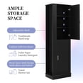 thumbnail image 4 of AENKYO 68'' Bathroom Cabinet with Adjustable Shelves, Side Reversible High Storage Cabinet with Hooks, Black, 4 of 8