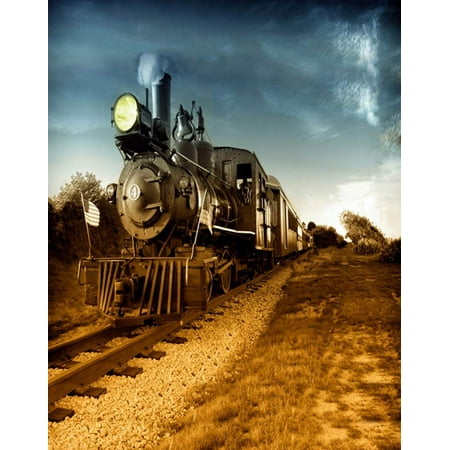 Image of ABPHOTO Polyester 5x7ft Vintage Train in Wild Photography Backdrops Photo Props Studio Background