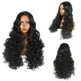 thumbnail image 5 of Teissuly Chemical Fiber Wig Black Long Hair Small Curly Head Cover Matte High-Temperature Silk, 5 of 9