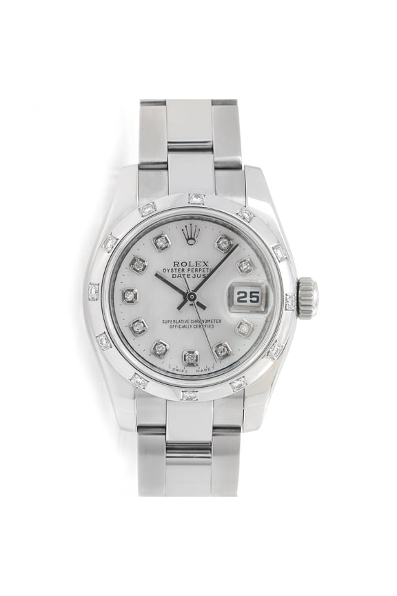 Pre-Owned Rolex Datejust 31MM 179160 Silver Diamond Dial Stainless Steel Oyster Bracelet