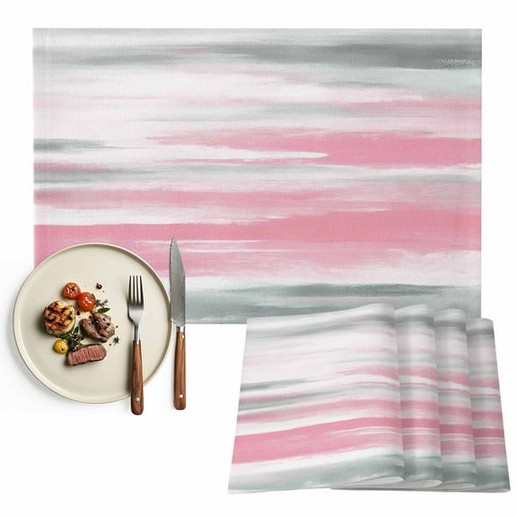 Placemats Set of 6, Pink Grey Paint Place Mats Abstract Art Texture Tablemats Washable Placemat Table Decoration for Kitchen Table Dinner Party Home Decor Indoor Outdoor 13x19 Inch