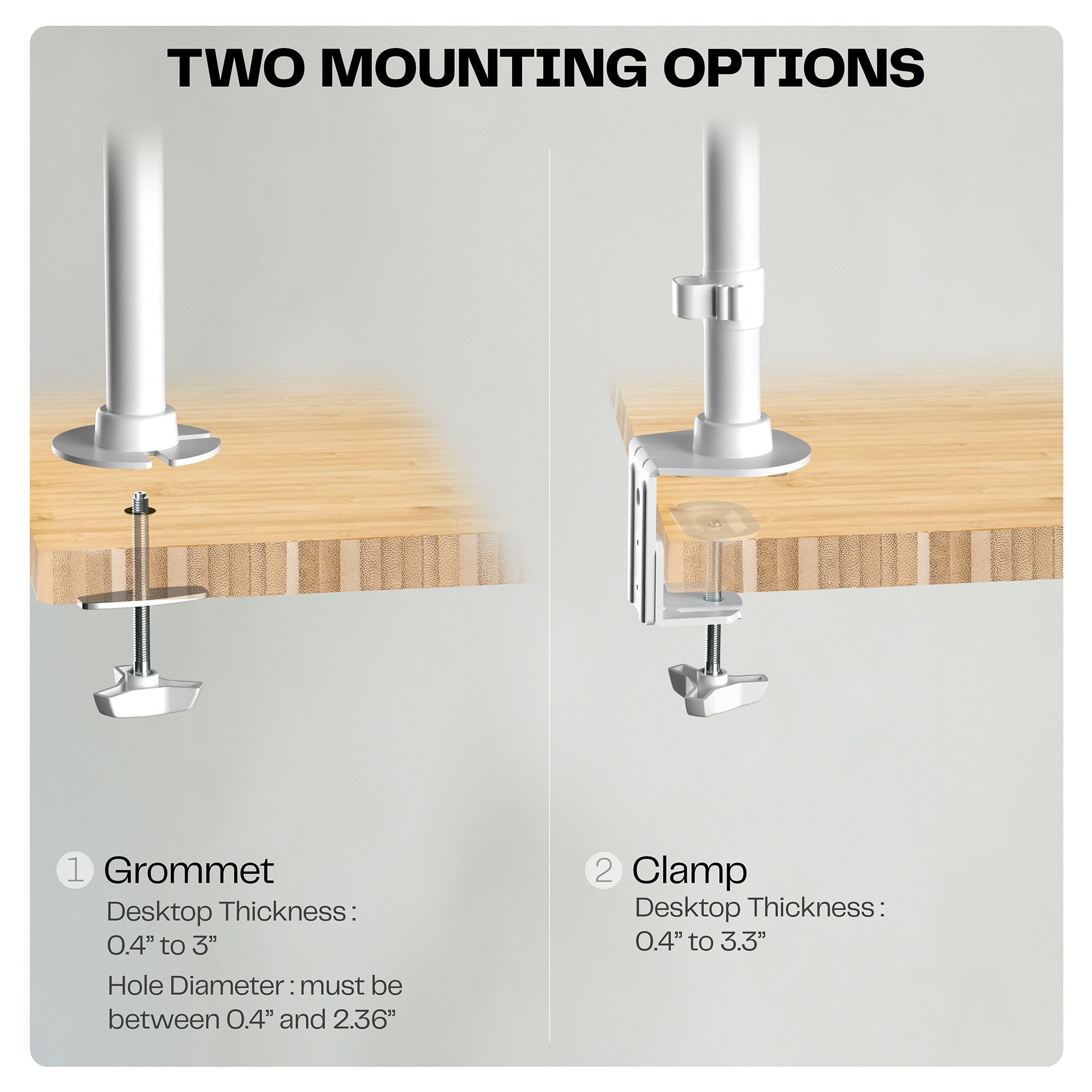 VIVO White Dual Computer Monitor Desk Mount, Vertical Array, 2 Screens up to 34"