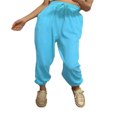 thumbnail image 1 of CNKOO Women‘s Solid Color Casual Sports Pants Elastic Waist Drawstring Long Trousers with Pockets Khaki L, 1 of 8