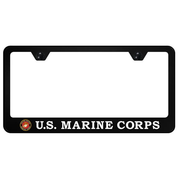 U.S.M.C. Badge UV Print Polycarbonate License Plate Frame (Black)