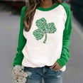 thumbnail image 2 of CEHVOM T-Shirt Décontracté à Manches Longues et Col Rond pour Femmes, Imprimé Patchwork de Printemps pour la Saint-Patrick, 2 of 4