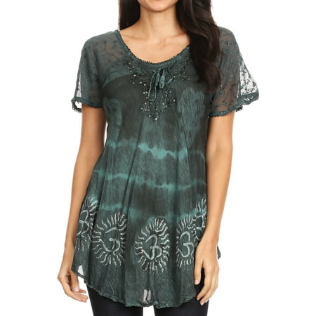 Regular Issue Mint (Sakkas Erhi Women's Short Sleeve Casual Blouse Tunic Tops Stonewashed Summer Fresh - Mint - One Size)