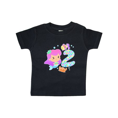 

Inktastic Second Birthday Mermaid with fish and crab Gift Baby Girl T-Shirt