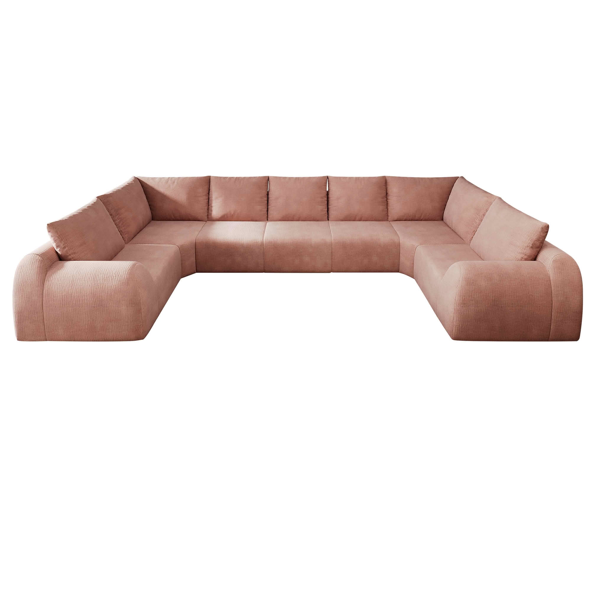 MAYEERTY 161.9" 7 Seats U Shaped Modular Cloud Sectional Sofa, Vacuum Compressed Chenille Couch, No Assembly Required Oversized Fabric Sofa