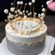 thumbnail image 4 of Adorno para tarta de feliz cumpleaños hecho a mano brillante para niñas, corona de perlas artificiales blancas para boda, graduación, princesa, reina, fiesta de cumpleaños, 4 of 5