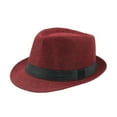 thumbnail image 1 of Fedora Hat Wide Brim Sun Protection Solid Color Panama Cap Boater Summer Beach Sunhat for Vacation, 1 of 10