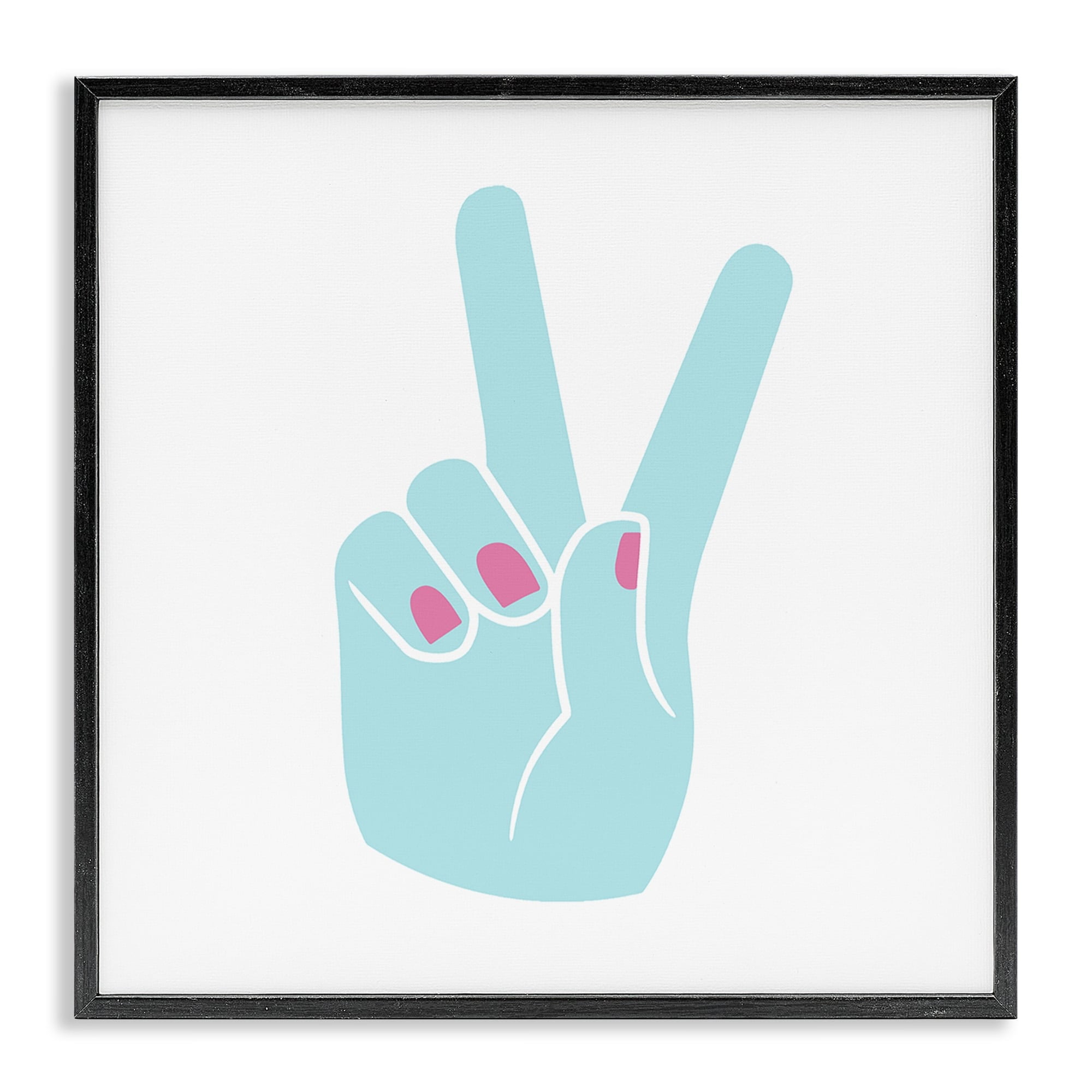 Stupell Industries Peace Hand Teal with Pink Nail Polish, 24 x 24,Design by Daphne Polselli