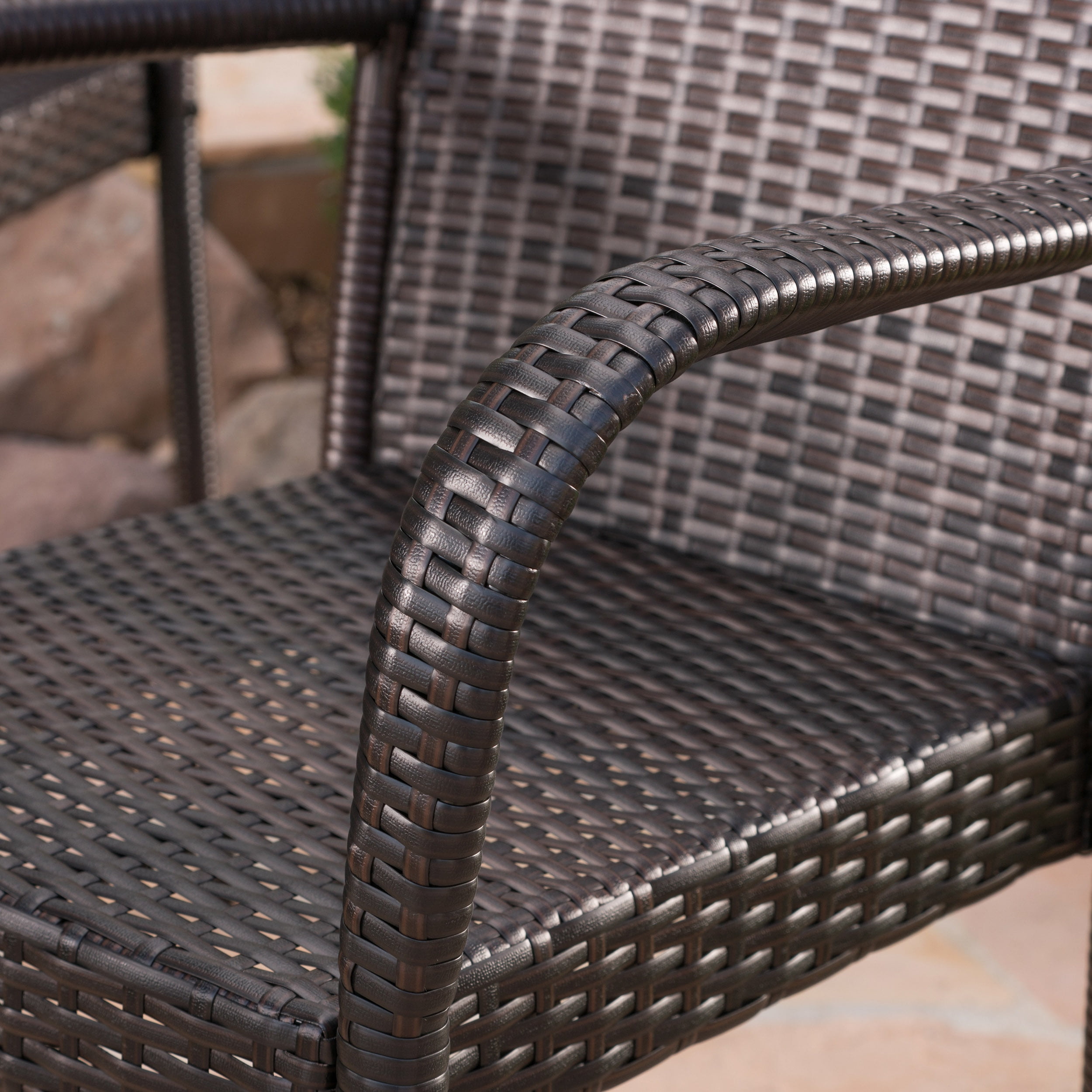 Corbin Outdoor 5 Piece Wicker 32.5 Inch Square Bar Table Set, Multibrown