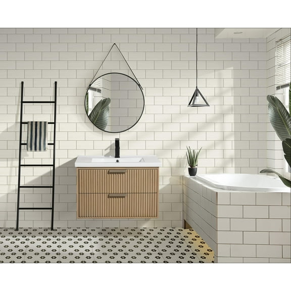 San Diego 30" Floating Bathroom Vanity Oak