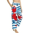 thumbnail image 2 of Xecao Red Funny Crab on Blue Stripe Women's Straight Lounge Pajama Pants: The Epitome of Relaxed Sleepwear, 2 of 9