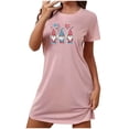 thumbnail image 1 of Birdeem Chemises de Nuit pour Femmes Robe de Nuit Courte Surdimensionnée Imprimée Col Rond et Manches Courtes, 1 of 12
