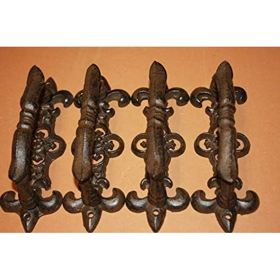 Fancy Fleur De Lis Door Handle Pulls, Set of 4 HW-26