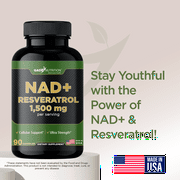 Gade Nutrition NAD+ supplement with Resveratrol | Nicotinamide Adenine Dinucleotide 1,200 mg + 98% pure trans-resveratrol 300 mg | 90 vegetable capsules | Made in the USA