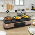 thumbnail image 6 of SUNVIVI Triple Slow Cooker with 3 Spoons, 3 Pot 1.5 Quart Oval Crock Food Warmer Buffet Server, Stainless Steel, Bronze, 6 of 8
