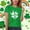 Green, variant on St. Patrick's Day Kids Shirt Girls Four Leaf Clover Graphic Tee Good Fortune Shamrock Green Short Sleeve Crewneck,Size 14-15T