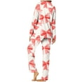 thumbnail image 4 of Busydd Pajama Sets for Women 2 Piece Long Sleeve Lapel Tops and Pants Loungewear Set Fashion Bow Print Valentines Day Pajamas Casual Button Up Sleepwear, 4 of 5