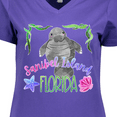 thumbnail image 4 of Inktastic Sanibel Island Florida Cute Swimming Manatee Women's V-Neck T-Shirt, 4 of 5
