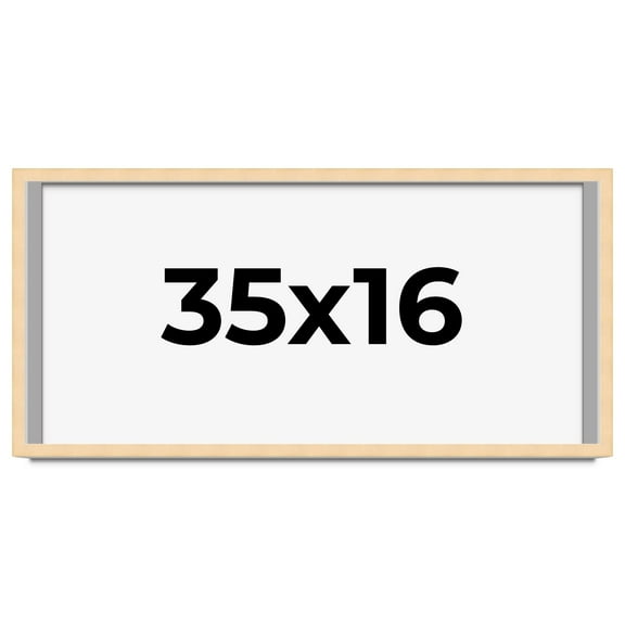 35x16 Frame Natural Wood Picture Frame | 0.75 Inch Moulding Width | with UV Acrylic Plexiglass,