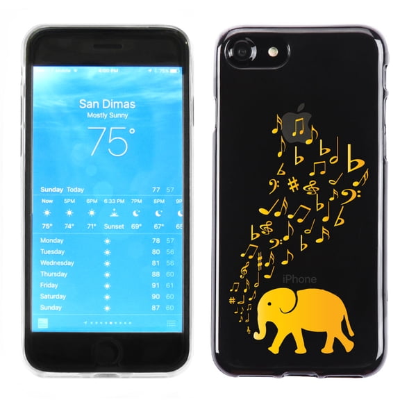 One Tough Shield ® Slim-Fit Premium Transparent TPU Phone Case for Apple iPhone 7 - Elephant Music / GoldTone