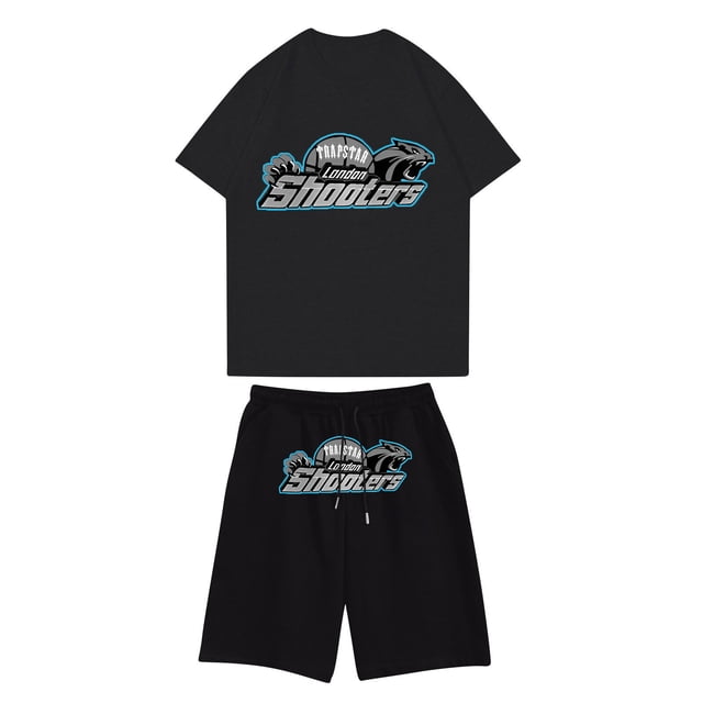 Sueño Conjunto de jogging informal para niños combinado con pantalones cortos de manga corta Conjunto de dos piezas Gris oscuro 160