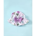 thumbnail image 4 of KIMI BEAR Newborn Baby Girls One-piece Swimsuits 0-3 Months Summer Bathing Suits Off the Shoulder Sleeveless Halter Bow Floral Beach Wear Holiday Rash Guard with Headband 2pcs Purple, 4 of 7