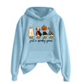 thumbnail image 4 of Halloween Sweatshirt for Women Just A Goose Womens Mens Halloween Printed Pullover Hoodie Long Sleeve Solid Color Sweatshirt With Front Pocket For Autumn Winter Casual Wear Light Blue XXL, 4 of 4