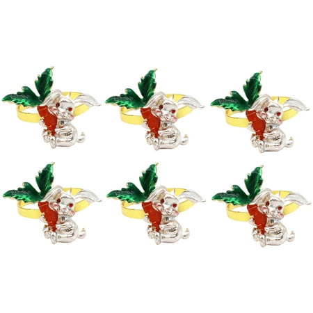 

VEAREAR 6Pcs Napkin Ring Eye-catching Exquisite Alloy Easter Rabbit Napkin Circle Party Decor Home Supplies