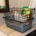 thumbnail image 6 of Set of 2 Storage Bins - Basket Set for Toy, Kitchen, Closet, and Bathroom Storage - Medium Shelf Organizers with Handles by Home-Complete (Brown), 6 of 7