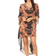 thumbnail image 1 of Sakkas Rema Women's Boho Shift Tunic High Low V-neck Long Sleeve Dress with Print - FBK292-Black - One Size Regular, 1 of 5