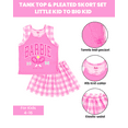 thumbnail image 2 of Barbie Little Girls Tank Top and Pleated Skort Outfit Set Checkered Pink 7-8, 2 of 5