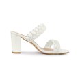 thumbnail image 3 of BLISSFUL STEP Women's Braided Heeled Slip on Chunky Heel Slide Sandals White 6.5, 3 of 7