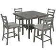 thumbnail image 3 of Momei 5-Piece Wooden Counter Height Dining Set Grey, 3 of 5
